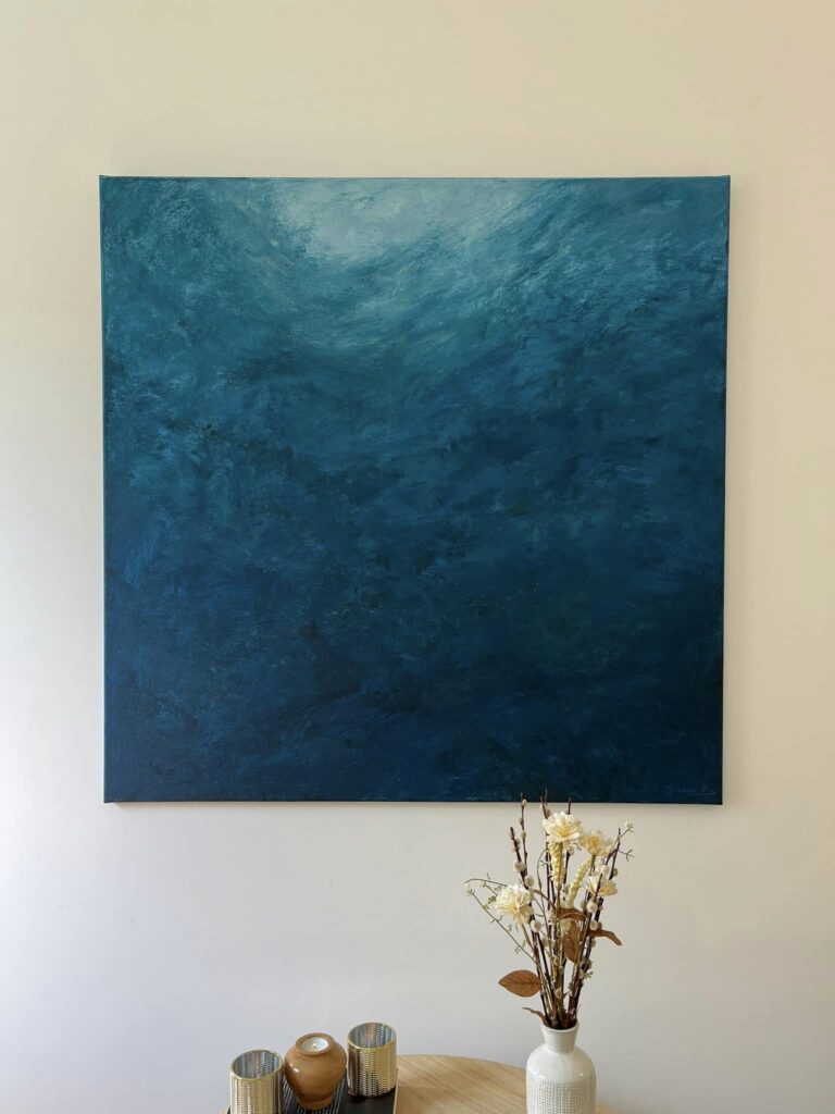 Peinture abstraite marine de Joanne G., artiste peintre à Braine-l’Alleud