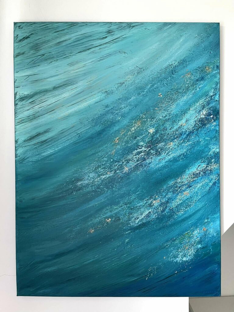 Peinture abstraite marine de Joanne G., artiste peintre à Braine-l’Alleud