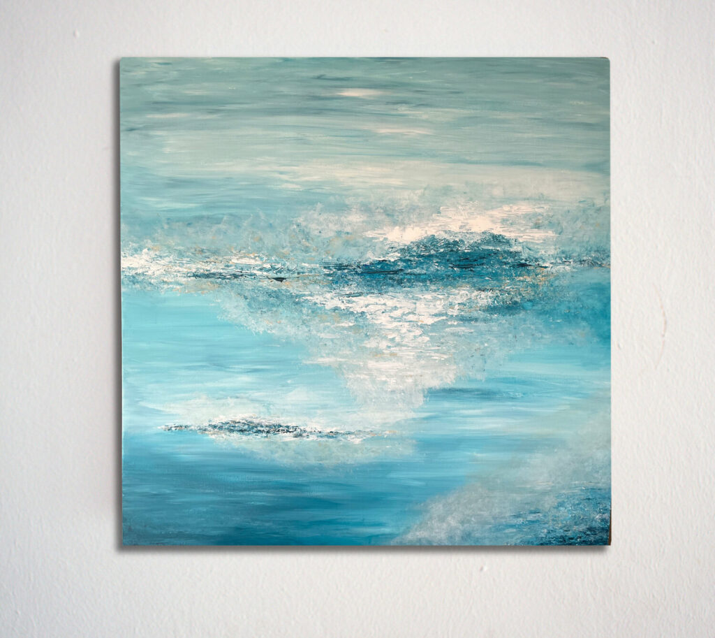 Whispering Sea — toile marine abstraite de Joanne G., artiste peintre à Braine-l’Alleud (Brabant wallon)
