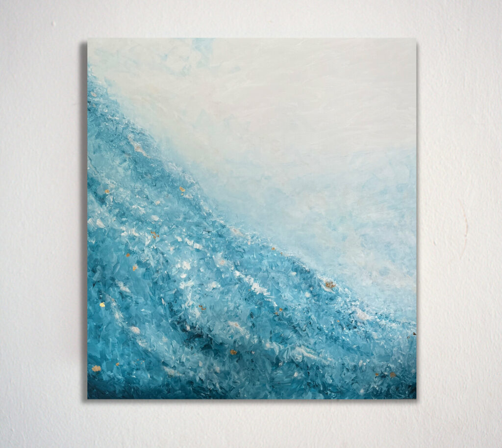 Waves Reflections — toile marine abstraite de Joanne G., artiste peintre à Braine-l’Alleud (Brabant wallon)