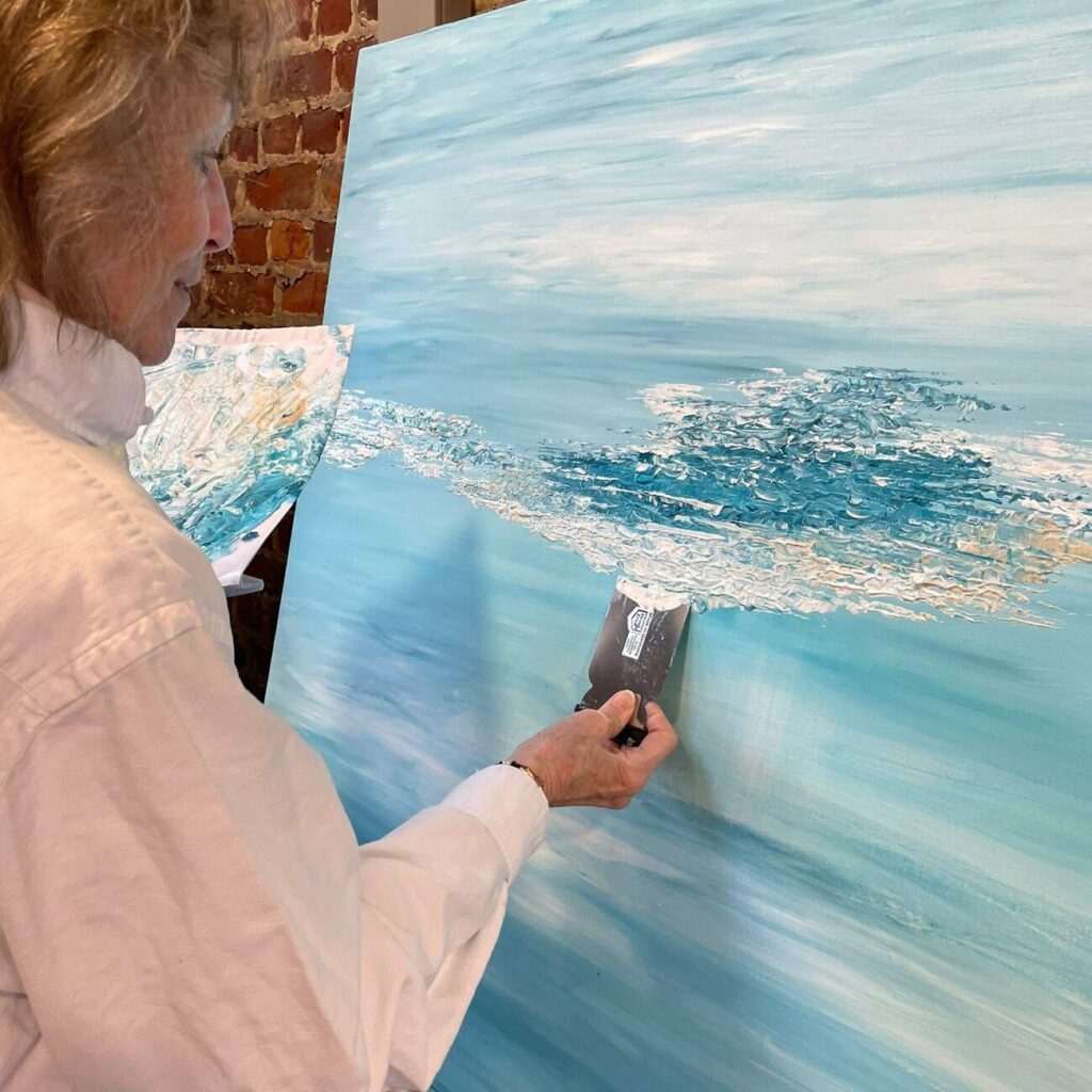 Peinture abstraite marine de Joanne G., artiste peintre à Braine-l’Alleud